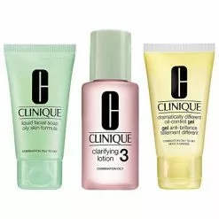 Clinique 10 Days To Great Skin Set: Liquid Facial Soap Oily Skin Formula + Clarifying Lotion Twice A Day Exfoliator 3 + Dramatically Different Moisturizing Gel