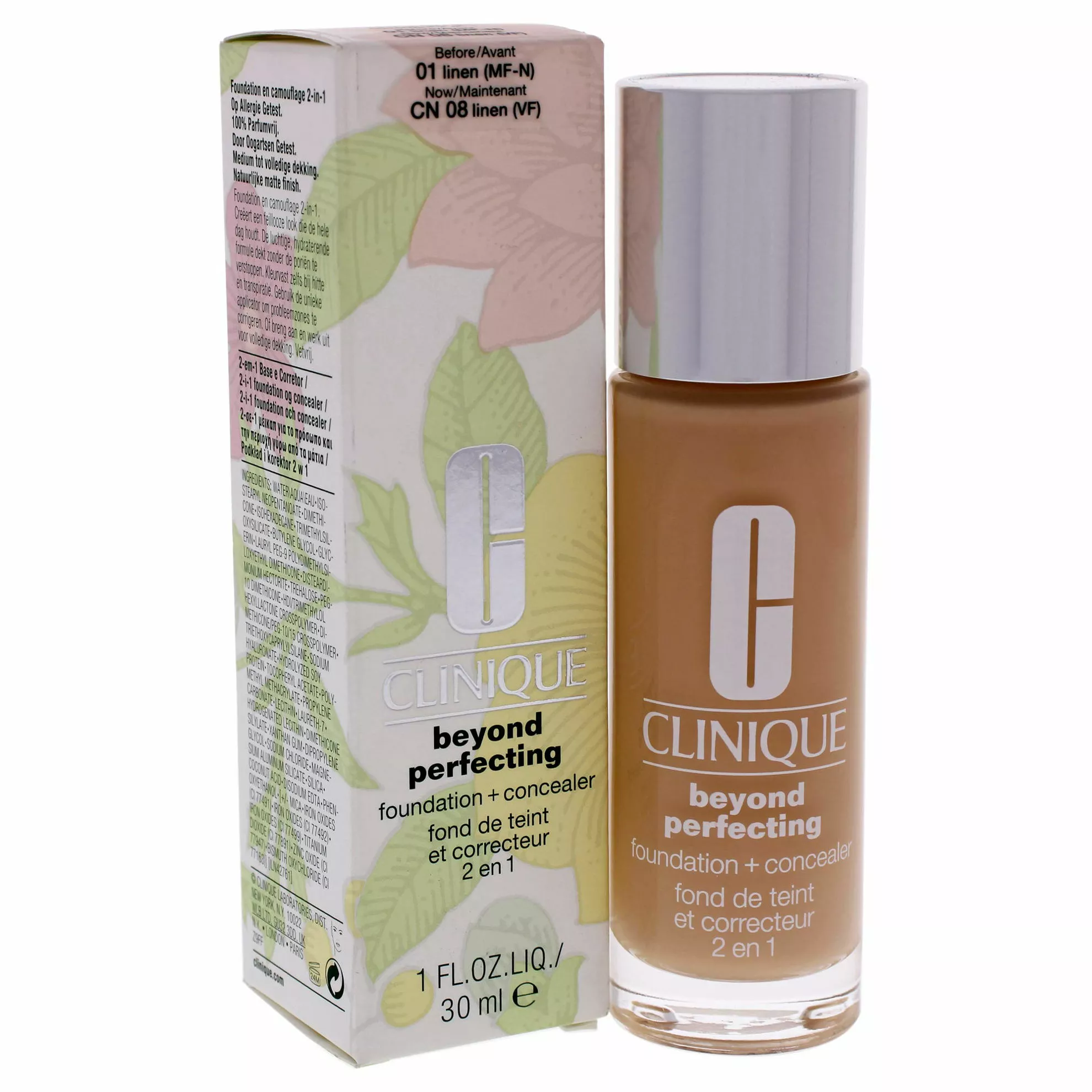 Clinique Beyond Perfecting Foundation Plus Concealer - 08 Linen Women Makeup 1 Oz 5 Clinique Beyond Perfecting Foundation Plus Concealer - 08 Linen Women Makeup 1 Oz - Image 3