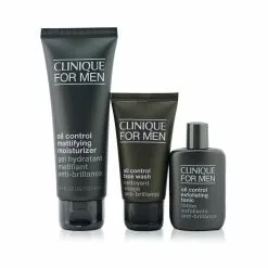 Clinique Great Skin For Men Oil Control 3-Pieces Set : Face Wash 50ml + Exfoliating Tonic 30ml + Mattifying Moisturizer 100ml 3pcs