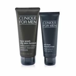 Clinique Men Cleanse + Hydrate Set: Face Wash Oily Skin Formula 200ml + Oil-Free Moisturizer 100ml 2pc